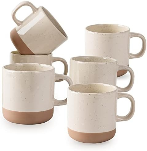 12oz Coffee Mug Set for 6, Tea Cups with Handle for Coffee, Tea, Cocoa, Milk (Cream) | Amazon (US)