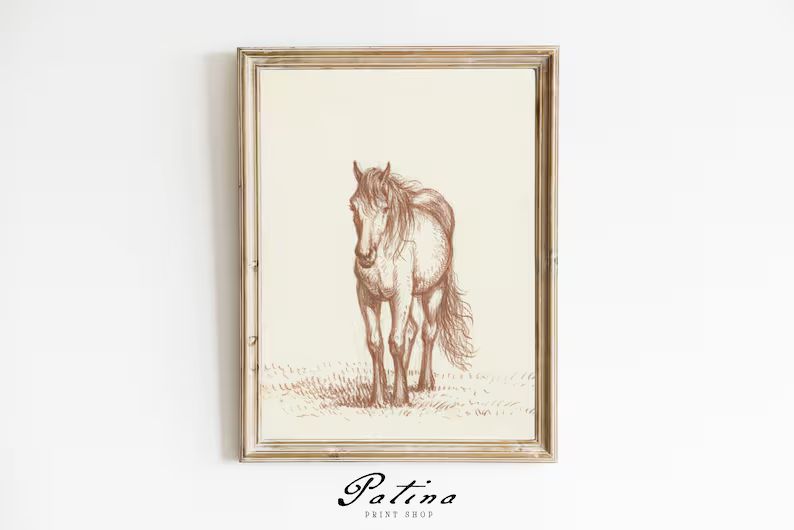 Vintage Horse Drawing  Horse Print  Antique Sketch Art  - Etsy | Etsy (US)