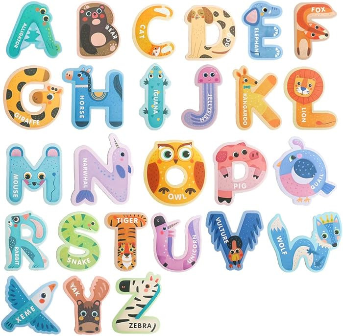 USATDD Jumbo Magnetic Letters Colorful ABC Alphabet Animal Shape Toys Large Uppercase Refrigerato... | Amazon (US)