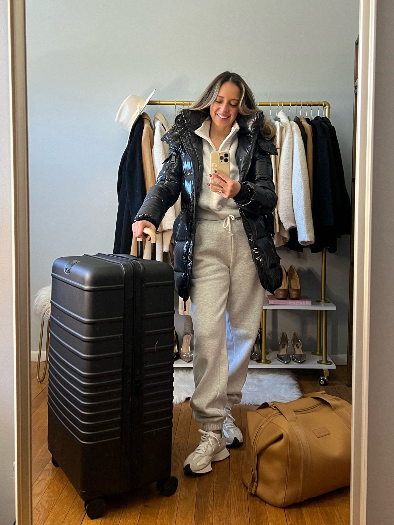 Airport outfit 
Travel outfit 
Beis luggage 
Check-in luggage 
Dagne Dover duffle 
SAM. puffer coat 
New balance sneakers 

#LTKtravel #LTKSeasonal #LTKfindsunder100