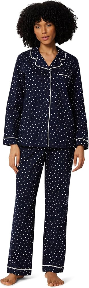 Amazon Essentials Women's Cotton Stretch Poplin Pajama Set, Long Sleeve Button-Down Shirt with Pa... | Amazon (US)