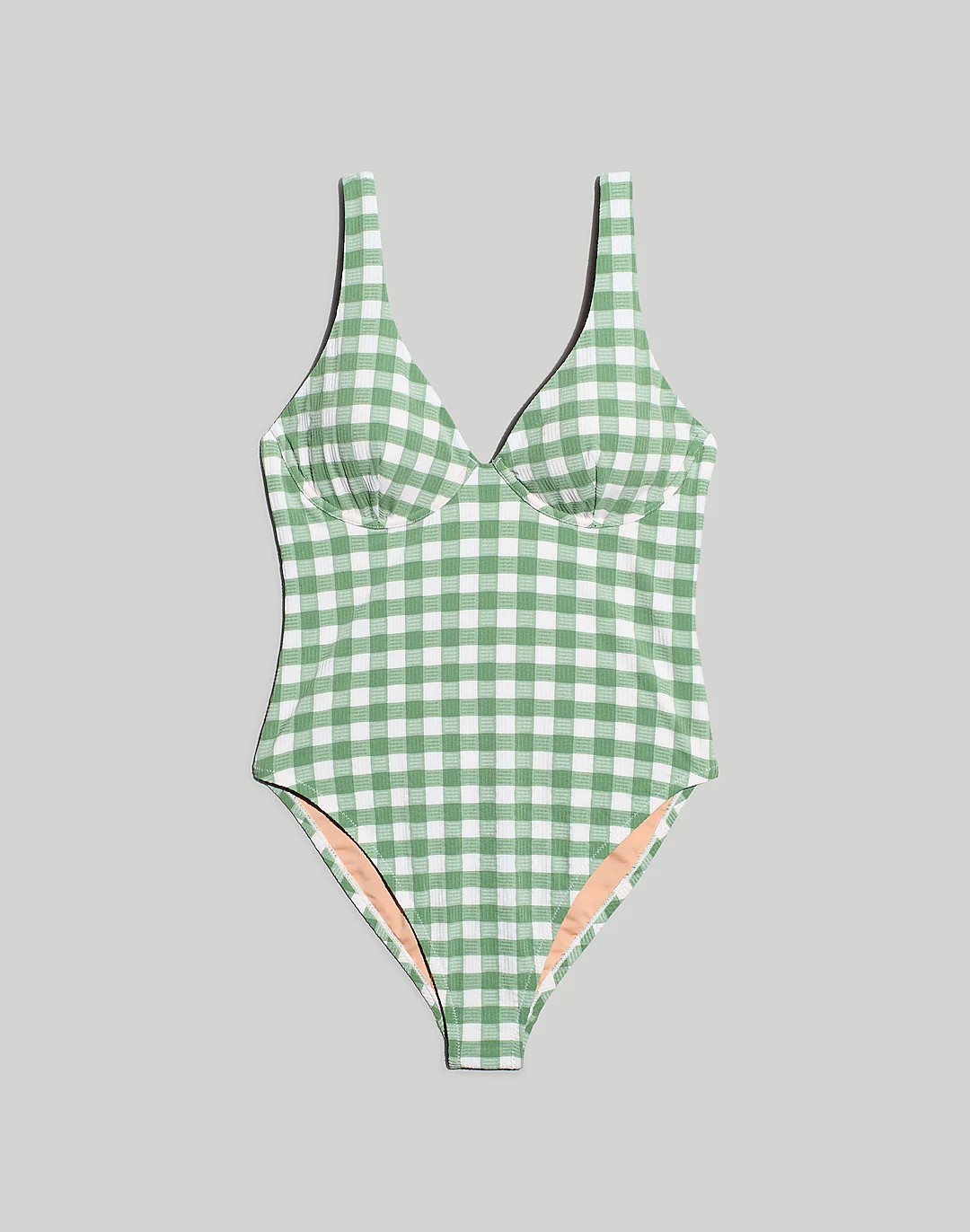 Underwire Open-Back One-Piece Swimsuit in Check | Madewell