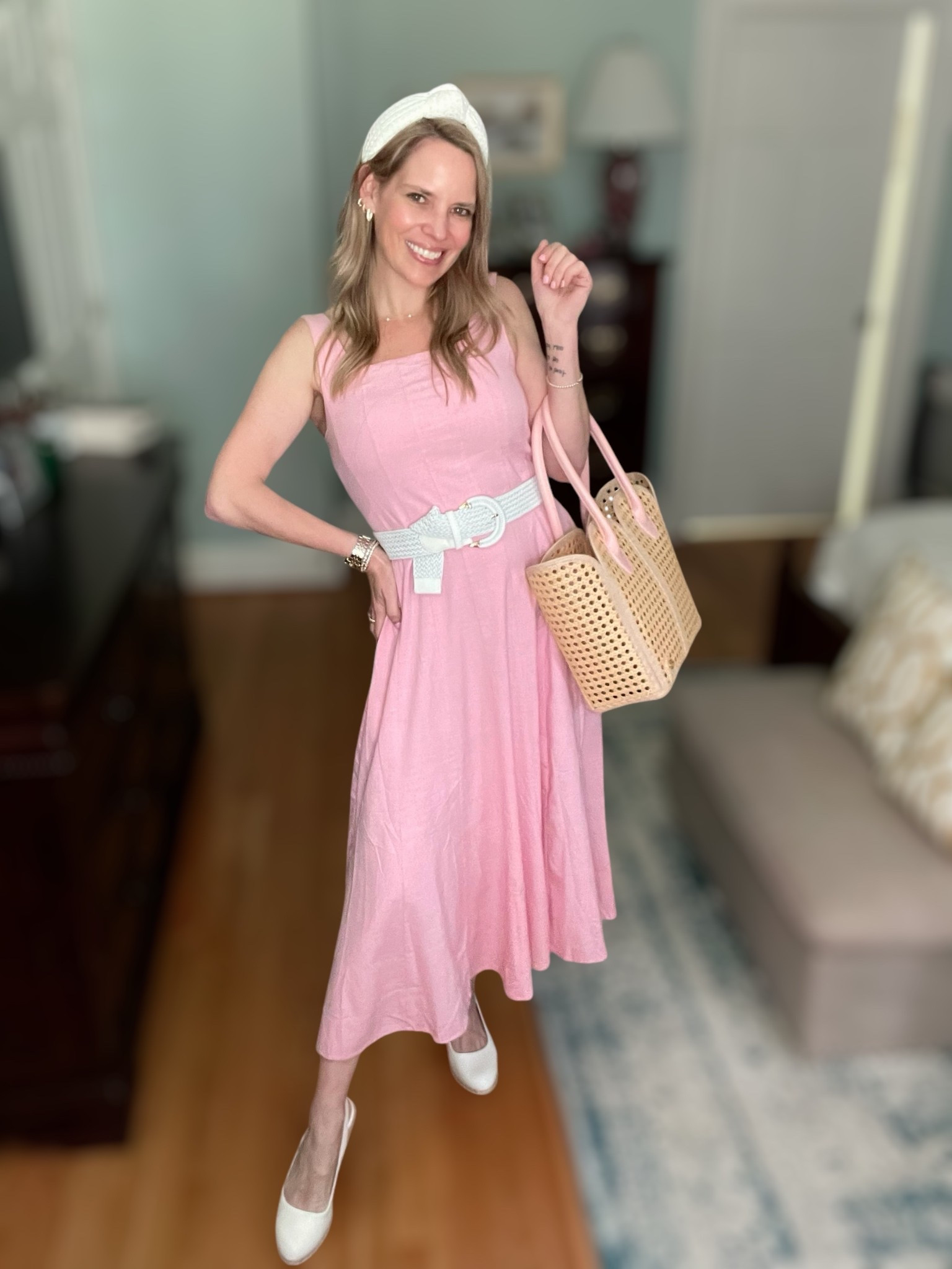 ! ✨ Add code ASHLEYBA for an extra 10% off your Melinda Maria order!

Nobody puts this pink dress in a corner — it totally gives Dirty Dancing vibes! 💃 The soft smocking, full twirl-worthy skirt, and sweet straps feel straight out of Baby’s summer wardrobe. I styled it with a blue woven belt 💙, scalloped cane tote 👜, and white eyelet headband for a fresh & feminine look.

Wearing:
Pink belted sundress 🌸 | white headband 🤍 | cane tote bag 🌿 | white block heels 👠 | gold layered bracelets ✨ | mini hoops

Perfect for: brunch dates ☕, vacay strolls 🏖️, or your own lakeside dance scene!

Dirty Dancing outfit inspo 🎬 | spring midi dress 🌷 | feminine fashion 💕 | pastel pink dress | coastal preppy look 🐚 | woven accessories | summer resort wear ✈️ | girly outfit ideas

#LTKSpringStyle #MelindaMariaJewelry #FreeGiftWithPurchase #PinkDressMoment #DirtyDancingVibes #PreppySpring #NobodyPutsBabyInACorner #SpringOOTD


#LTKFindsUnder100 #LTKFindsUnder50 #LTKOver40