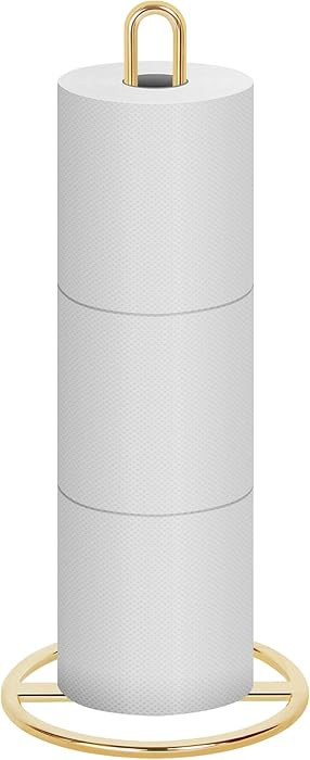 Gold Toilet Paper Holder Stand, OBODING, Freestanding Toilet Paper Holder for Storing 3 Rolls of ... | Amazon (US)