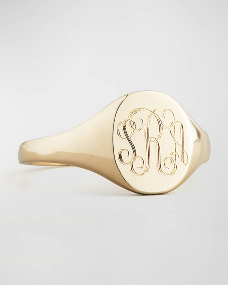 14K Gold Lana Monogrammed Oval Signet Ring, Petite | Neiman Marcus