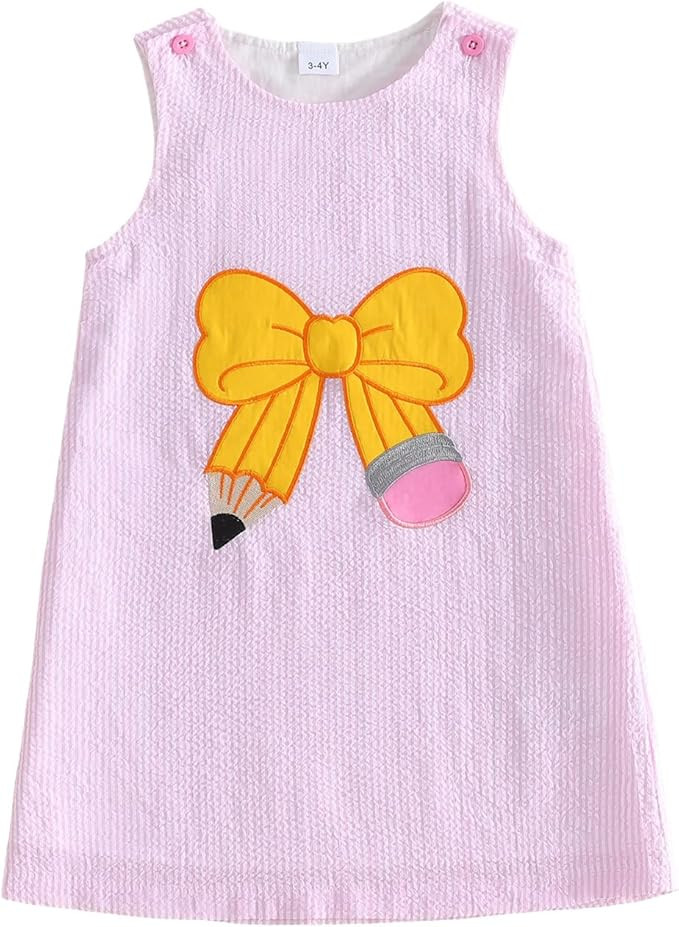 Back to School Toddler Girl Outfit Dress First Day of School Pre K Clothes | Apple/pencil/letter/... | Amazon (US)