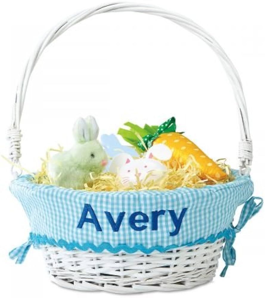 Lillian Vernon Kids Personalized Wicker Easter Basket Tote - Removable Aqua Liner, for Girls and ... | Amazon (US)