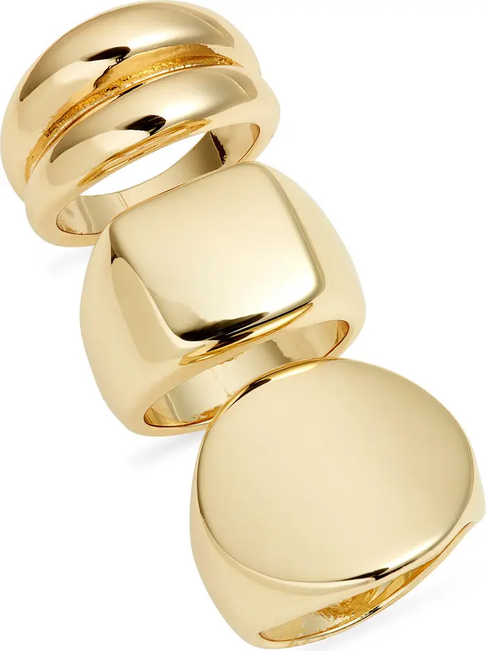 Set of 3 Polished Signet Rings | Nordstrom