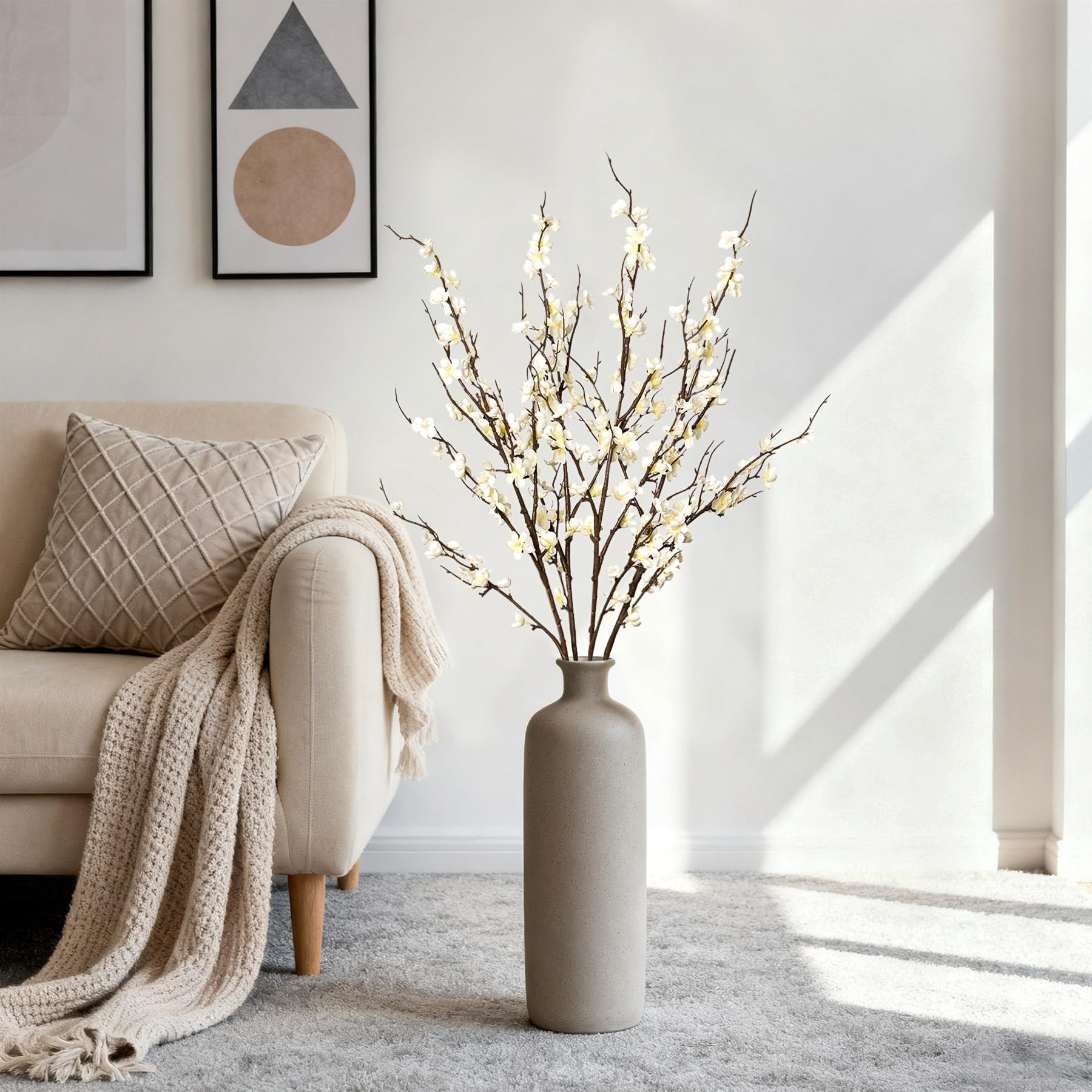 4Pcs Cherry Blossom Branches Artificial Flowers for Spring Summer Indoor Decoration,Faux Long Ste... | Amazon (US)