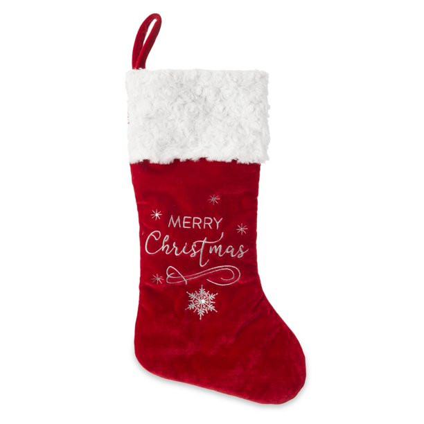 Holiday Time 20inch Velvet Christmas Stocking, Burgundy Color - Walmart.com | Walmart (US)