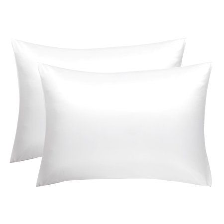 Set of 2 Luxury Satin Pillowcase Cool Silky Travel Size Pillow Slip Case Cover, White | Walmart (US)