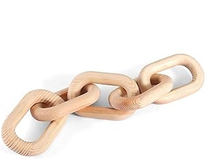 Chain Link Decor Wood,Bnesi 5 Link Hand Carved Pine Wood Chain Decor Modern Farmhouse Aesthetic W... | Amazon (US)