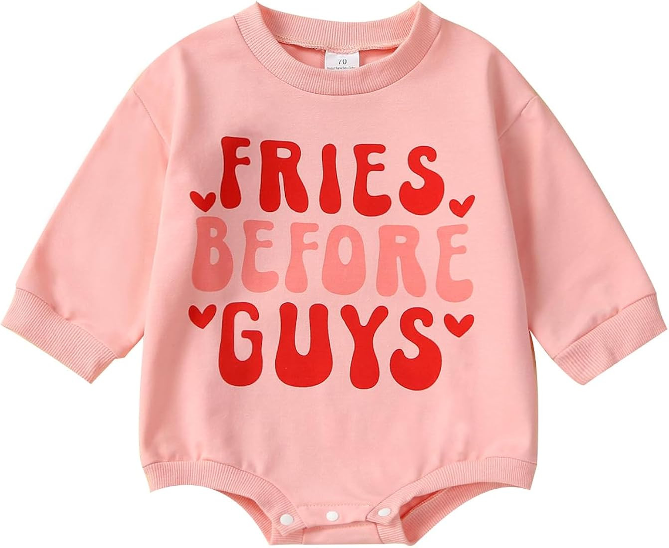 CHAUKAREAUL Baby Girls Valentine's Day Outfit Long Sleeve Crew Neck Heart Letter Print Romper One... | Amazon (US)