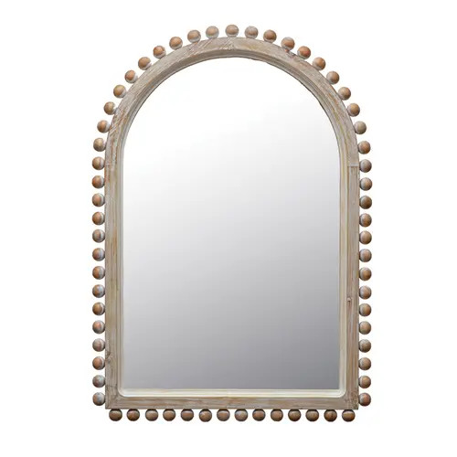 Storied Home Wood Ball Framed Arched Wall Mirror, Natural at Nordstrom | Nordstrom