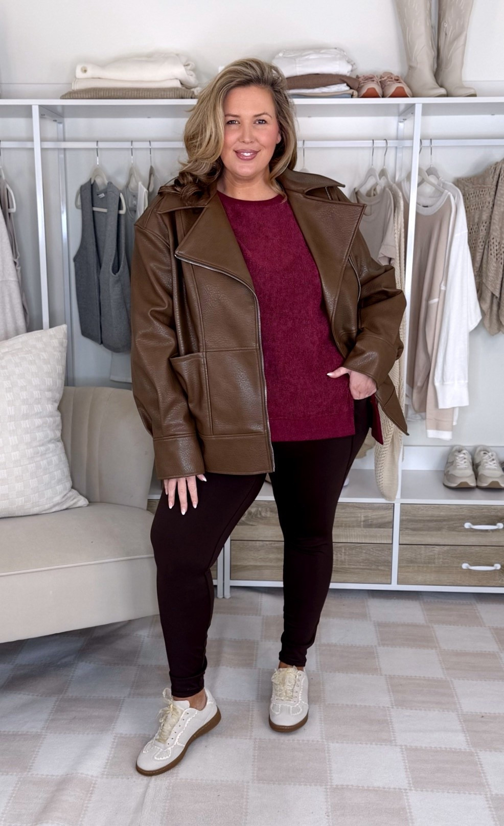 leggings are 2XL, The bra is 2XL, The red sweater is a 3X , the leather jacket is a 2X! 

Plus size fashion, holiday outfit ideas, midsize fashion, everyday outfit ideas, mom style

#LTKPlusSize #LTKMidsize #LTKOver40