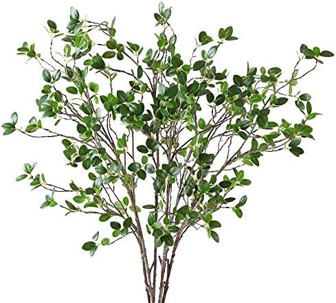 Htmeing Artificial Eucalytus Green Branches Faux Ficus Twig Home Office Shop Decoration (5 pcs) | Amazon (US)