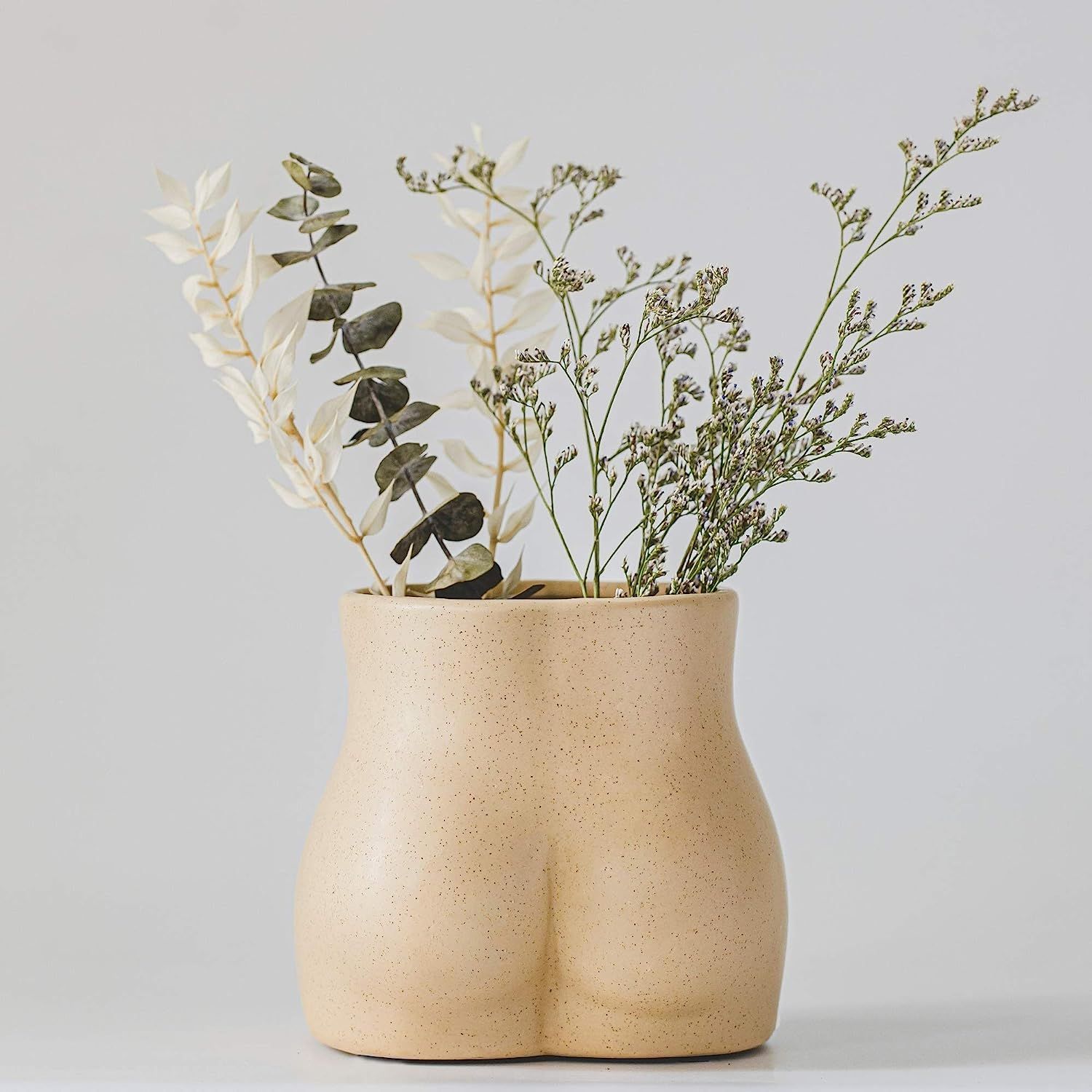 Butt Vase, Female Form Body Planter, Booty Flower Vases w/ Drainage Plug [Speckled Sandy Matte Ce... | Amazon (US)