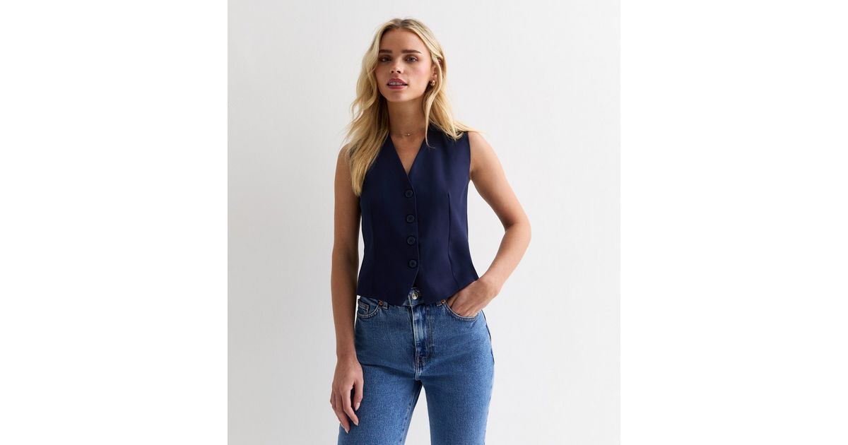 Petite Navy Button Front Waistcoat
						
						Add to Saved Items
						Remove from Saved Items | New Look (UK)