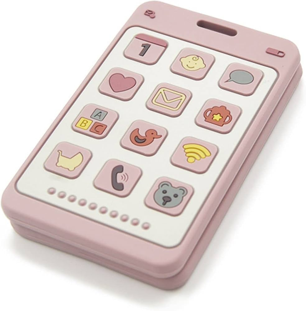Soft Silicone Phone Shape Teether Boys Girls Baby Molar Teether Chew Toys, Teething Toy (Pink) | Amazon (US)