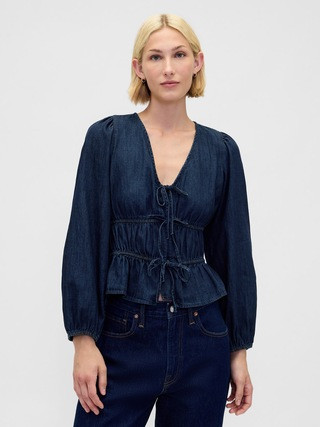 Denim Tie-Front Crop Shirt | Gap (US)