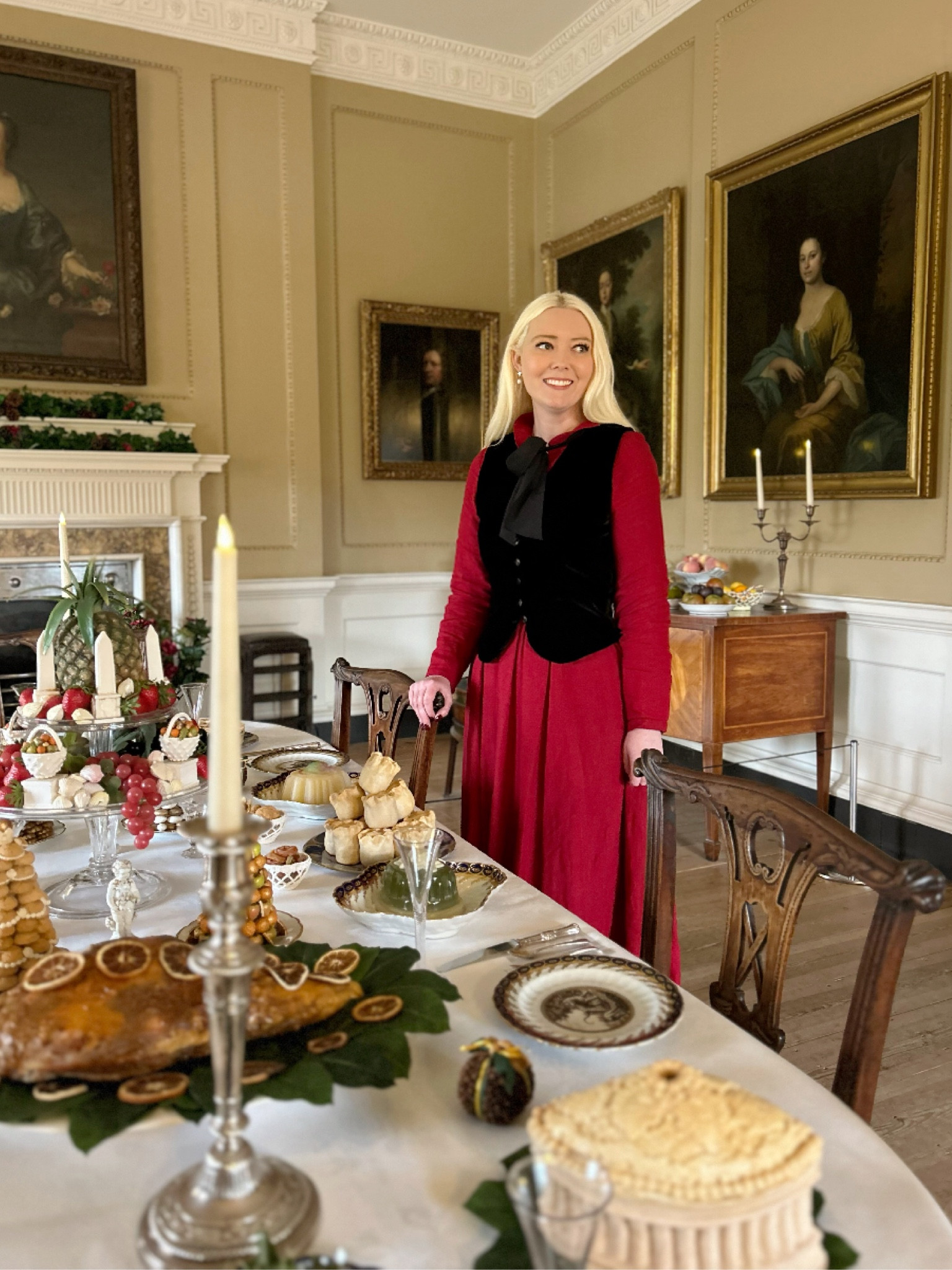 The Classic dress in Poppy Red by Son de Flor worn with a black velvet waistcoat and black ribbon. Also wearing red patent Mary Janes by Augusta and Pearl drop earrings by Dower and Hall

#LTKpartywear #LTKeurope #LTKwinter
