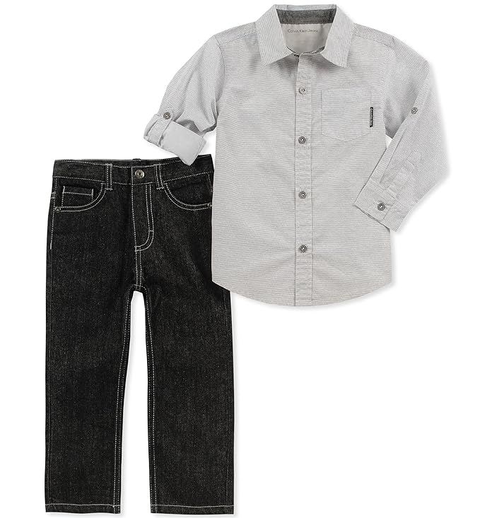 Calvin Klein Baby Boys' 2 Pieces Shirt Pant Set | Amazon (US)
