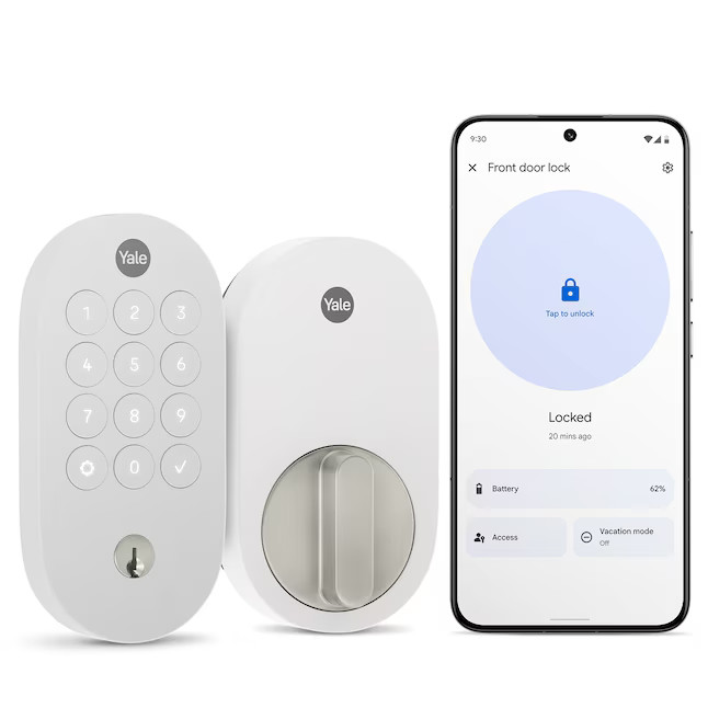 Yale With Matter, Designed for Google Home, Snow Smart Bluetooth Keypad Electronic Deadbolt Lock | Lowe's