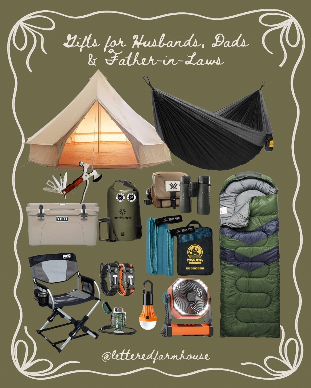For the hubby who loves the great outdoors — this gift guide is packed with camping, hiking, and adventure gear he’ll actually use and love. From YETI coolers and Wise Owl hammocks to waterproof dry bags, solar lanterns, and camping chairs, these Amazon bestsellers are perfect for every outdoorsy husband. 
outdoor gifts for dad, camping gifts for men, hiking gear for dad, adventure gift ideas, YETI cooler gifts, camping essentials for men, outdoorsman gift guide, Amazon camping finds, Christmas gifts for outdoorsy dads, Father’s Day gifts for campers, best outdoor gear 2025, travel gifts for men, hiking and camping must haves, practical men’s gifts, gifts for dads who camp, outdoor gear gift guide, gifts for husband, unique gifts for men, camping accessories for him, and adventure lover gifts

Dad gifts, gifts for dad, gifts for dad, gifts for father, gifts for father in law, father-in-law, gifts for him, gifts for men, gifts for husband, husband gift, father gift, sports gifts, golf gifts, coffee gifts, camping gifts, grilling gifts, dad stocking stuffer, men’s stocking stuffer, husband stocking stuffer, fiancé stocking stuffer, boyfriend stocking stuffer, boyfriend gift, boyfriend christmas gift, gifts for boyfriend, boyfriend shirt, boyfriend gift guide, dad gift guide, husband gift guide, men’s gift guide, men’s fashion, dad christmas gifts, husband christmas gifts, finance Christmas gifts, boyfriend christmas gifts, new home gifts, host gifts, engagement gifts, house warming gift, dad birthday gifts, husband birthday gifts, father in law birthday gift ideas, boyfriend birthday ideas, dad gifts from daughter, group gift, work gift, Father’s Day

#liketkit 
#LTKCyberWeek 

Follow my LTK @LetteredFarmhouse on the @shop.LTK app to view this post and get my exclusive app-only content!

#liketkit #LTKTravel #LTKFindsUnder50 #LTKHoliday #LTKGiftGuide #LTKMens
@shop.ltk
https://liketk.it/5CKiL

#LTKGiftGuide #LTKHoliday #LTKMens