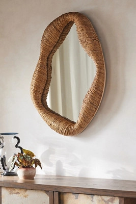 Jolene Undulating Wrapped Rattan Medium Wall Mirror | Anthropologie (US)