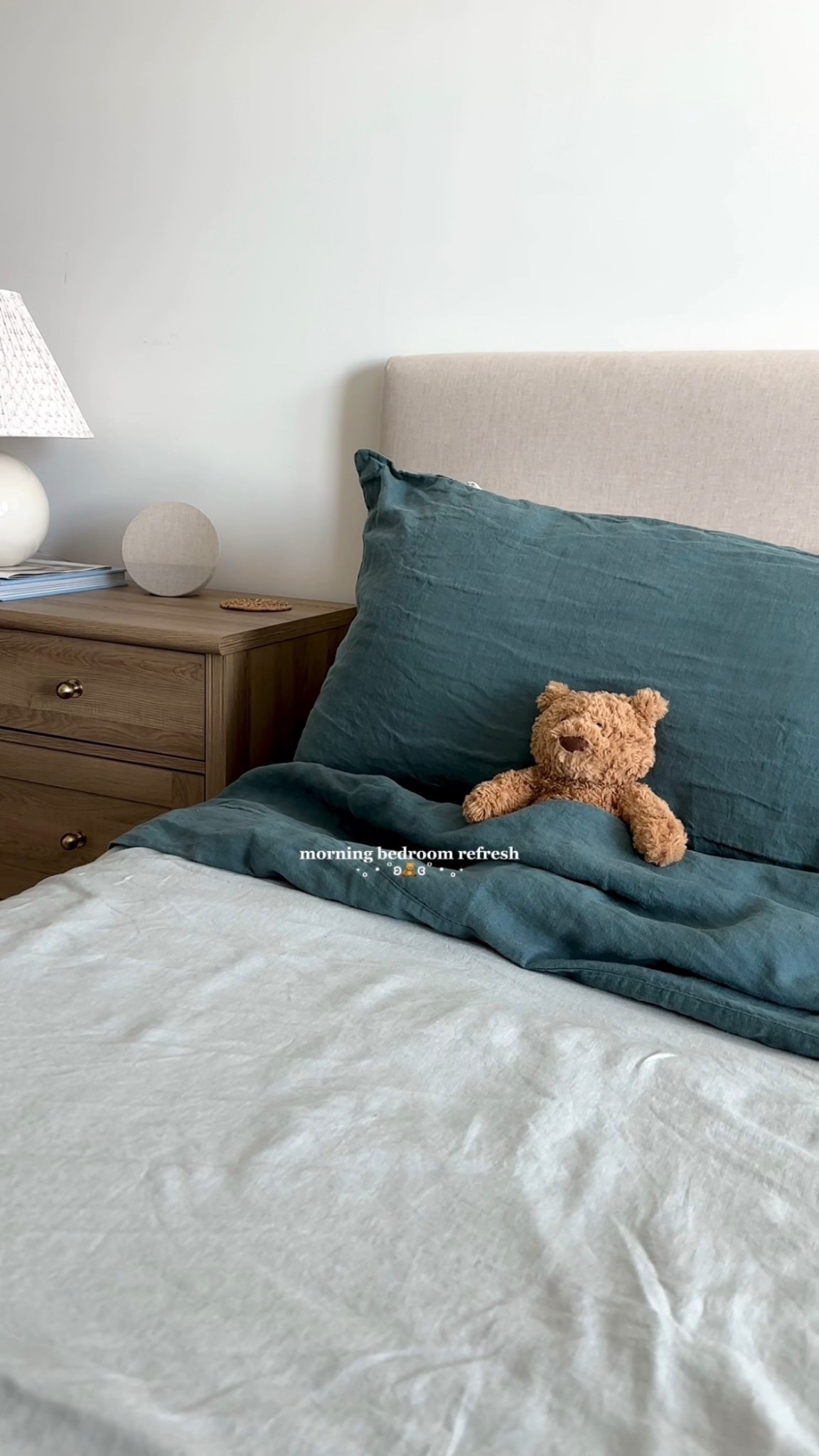 morning bedroom refresh 🩵

linen bedding, bedding, cozy bedroom, cozy home, blue bedding, blue bedroom, nightstand, organization, organizing bins, drawer organizer, bedroom decor, bedroom finds 

#LTKHome #LTKSeasonal #LTKFindsUnder50