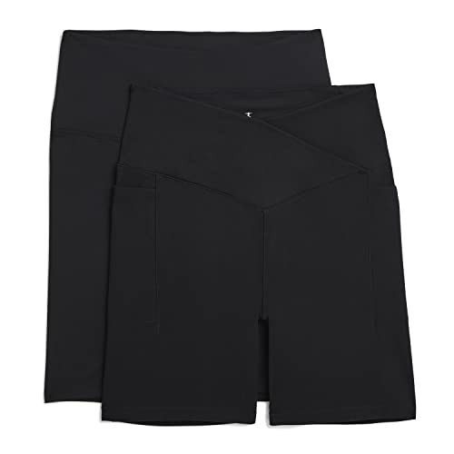 Danskin Women's 2-Pack 7" Active Bike Shorts, Black/Black, Small | Amazon (US)