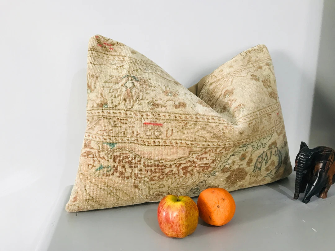 Floral Carpet Pillow Cover 16x24 wool Kilim Pillow lumbar Throw Pillow Case couch Cushion Cover r... | Etsy (US)