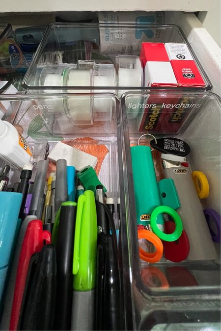 Junk drawers: we all have them. Maybe that’s not what you call yours, but I’ll bet it has a lot of the same stuff in it that mine has. Pens, pencils, rogue markers the kids didn’t put away properly, rubber bands, lighters, tape, glue, a few forgotten gift cards…sound familiar?

The best way to keep your junk drawer not junky at all is to create separation of the different items. Pens and pencils don’t belong with scissors or matches. Give each category its own little labeled space so you can see exactly what’s in your drawer and exactly where it should go. For that, I love acrylic drawer organizers and my good old fashioned label maker. Lately I have really liked the look of making labels on clear tape with white letters - it gives the label a more sophisticated, customized look. I’ve linked a bunch of drawer organizer options here so make sure you measure your drawer to find the right one for you! And pro tip: if you line your drawer with a grip liner, the acrylic bins won’t slide around every time you open and close the drawer 👍🏻

#junkdrawer #homeorganization #homeorganizing #decluttering

#LTKFamily #LTKHome #LTKFindsUnder50