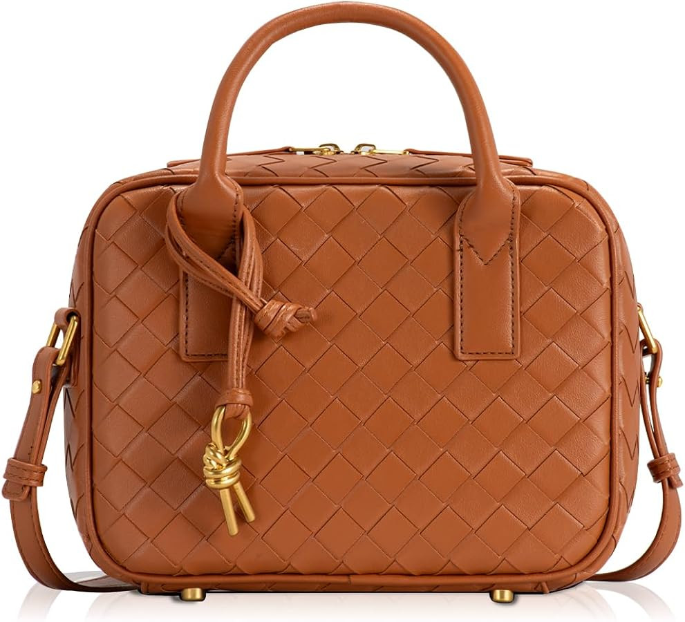 Woven Bag for Women Top Handle Satchel Handbag Crossbody Bag PU Leather Shoulder Bag Woven Purses... | Amazon (US)