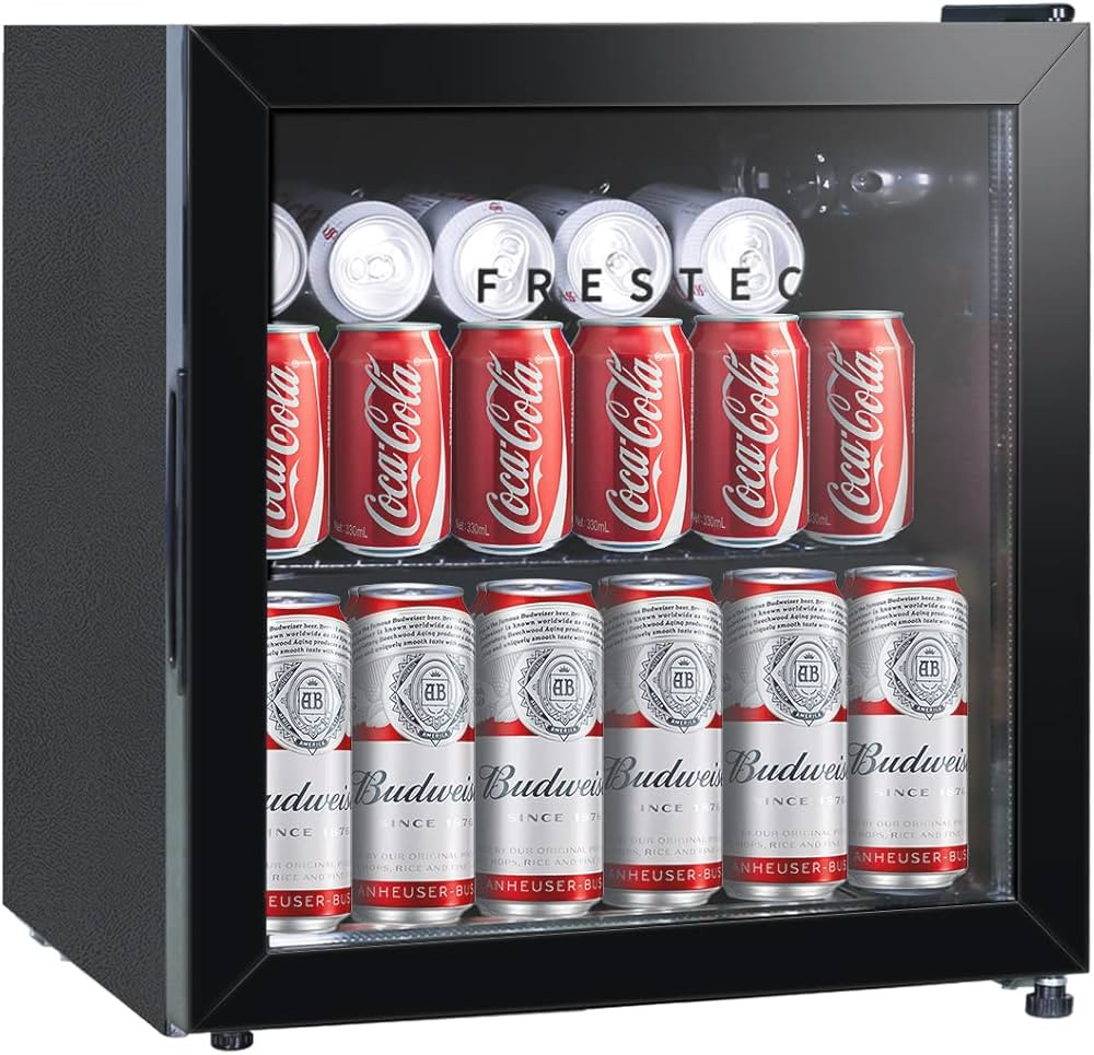 Frestec Beverage Refrigerator With 60 Can, Mini Fridge with Glass Door & Adjustable Shelving, Fre... | Amazon (US)
