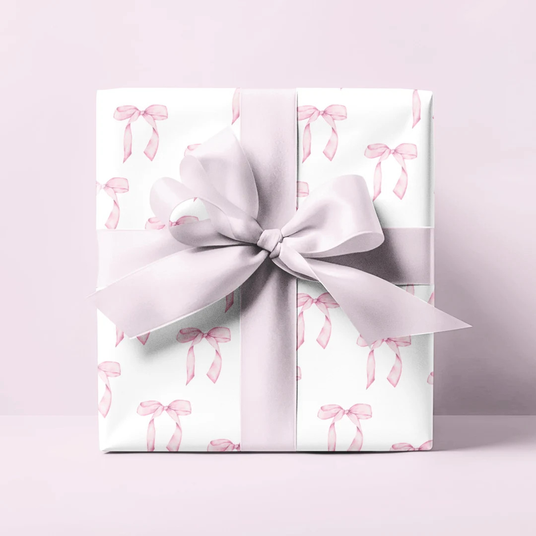 Pink Bows Wrapping Paper, Girly Preppy Gift Wrap - Etsy | Etsy (US)