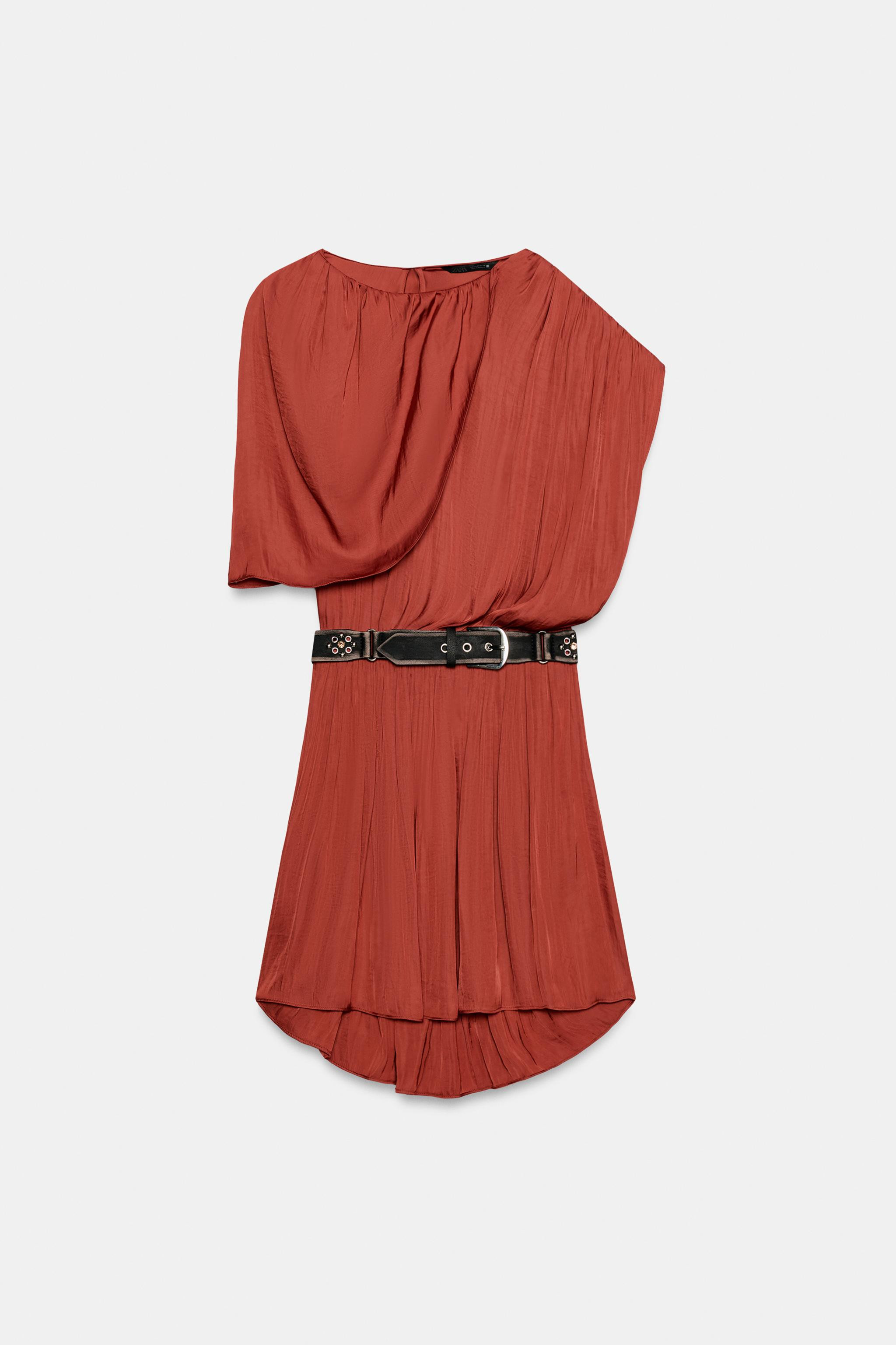 ASYMMETRIC BELTED SHORT DRESS | Zara US