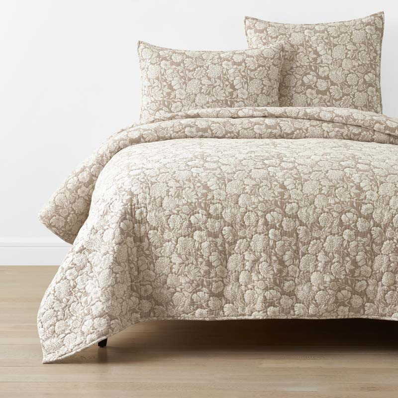 Kyla Floral Quilt - Beige, Full/Queen | The Company Store