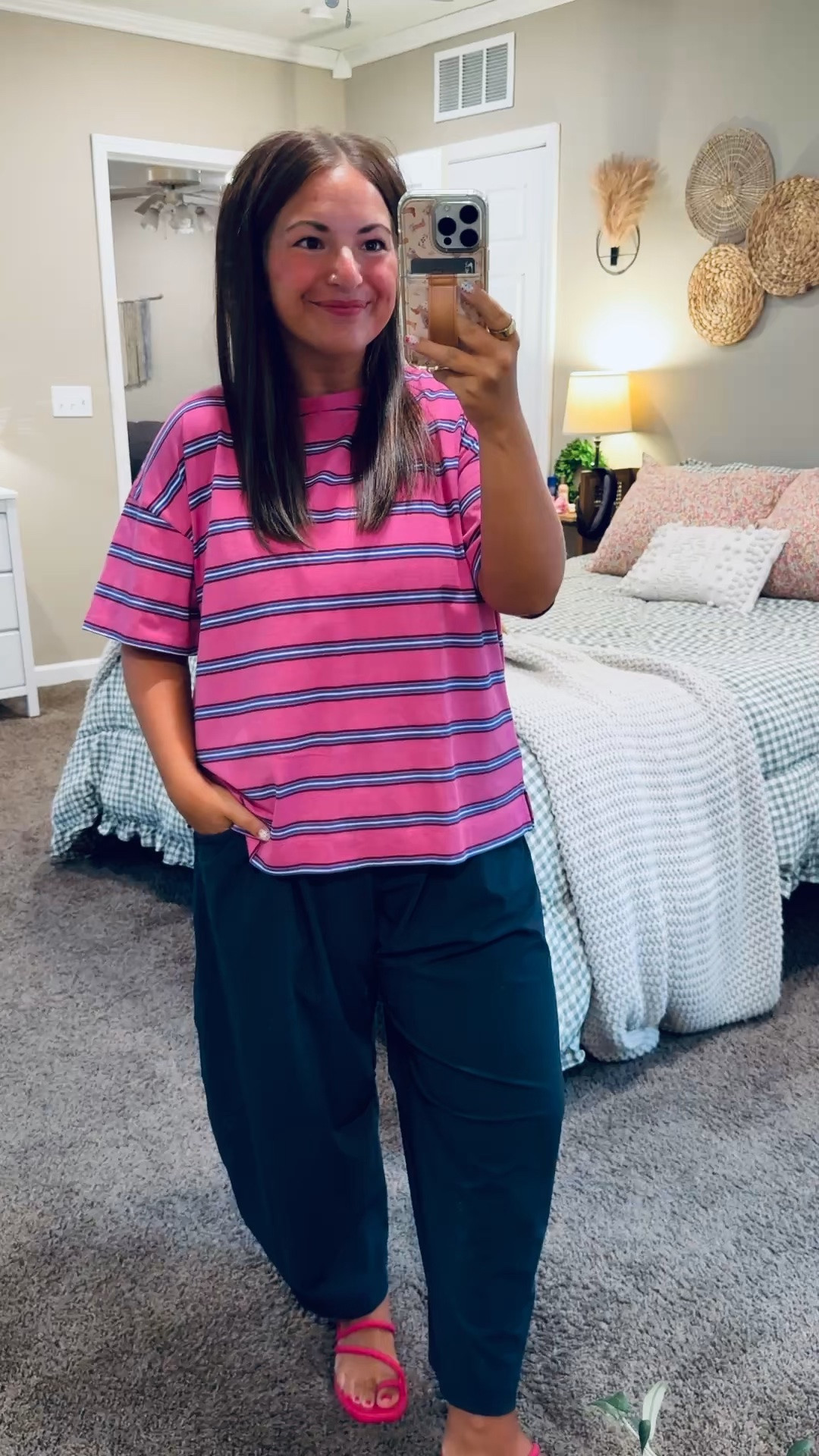 Bright, comfy, and ready for the day! 💕 This striped Old Navy top adds the perfect pop of color, and I love it paired with these easy pants and matching pink sandals! Such a fun, casual look for school or the weekend. 💗✨


sandals: fit true to size // wearing a 4
pants: fit true to size // wearing a large
tee: fits true to size // wearing a large 

 #LTKMidsize #LTKWorkwear