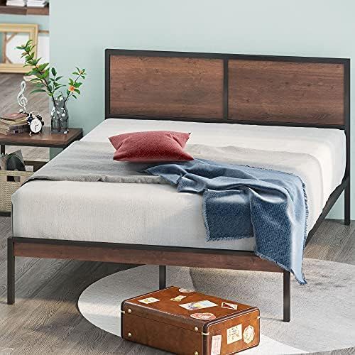 ZINUS Mory Metal and Wood Platform Bed Frame with Split Headboard / Wood Slat Support / No Box Sprin | Amazon (US)