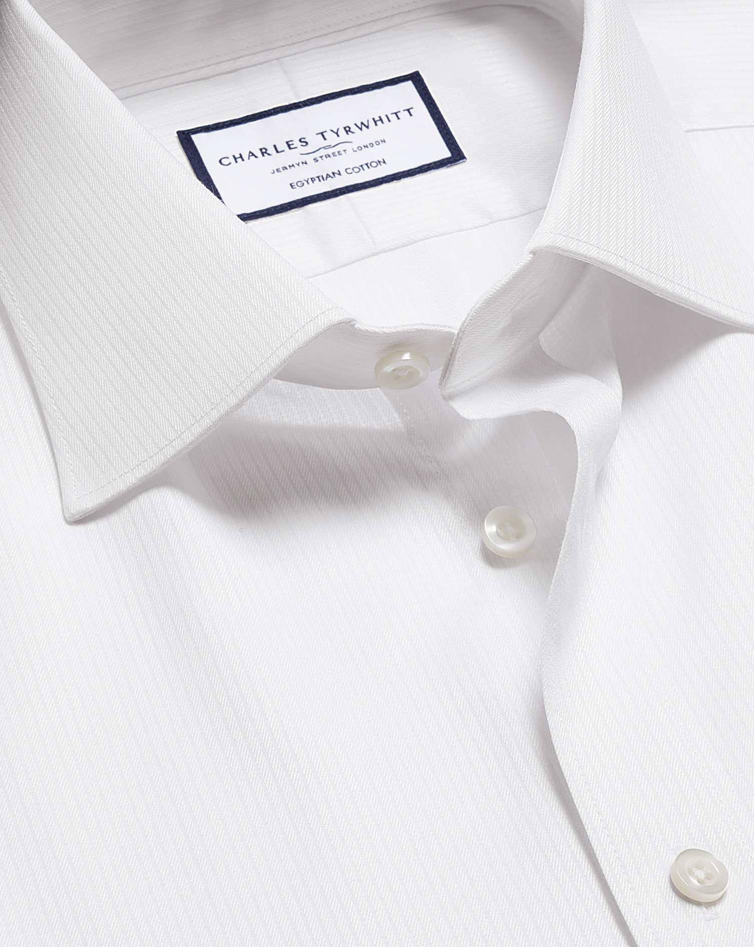 Men's Charles Tyrwhitt Luxury Stripe Dress Shirt - White Single Cuff Size 15/33 Cotton | Charles Tyrwhitt