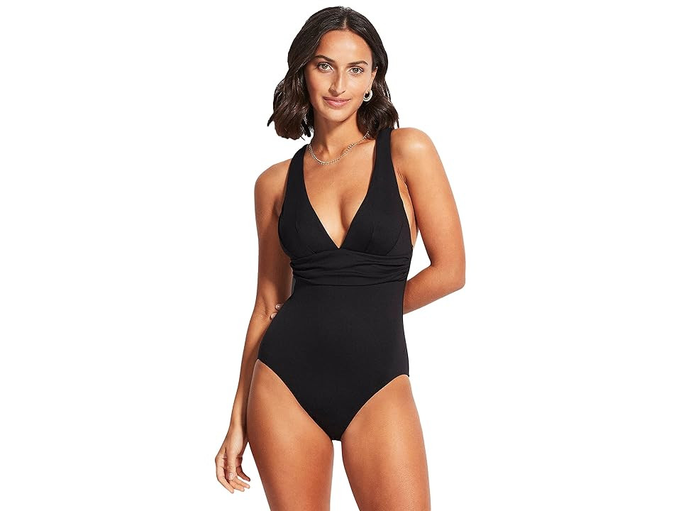 Seafolly Seafolly Collective Cross-Back One-Piece (Black) Women's Swimsuits One Piece | Zappos