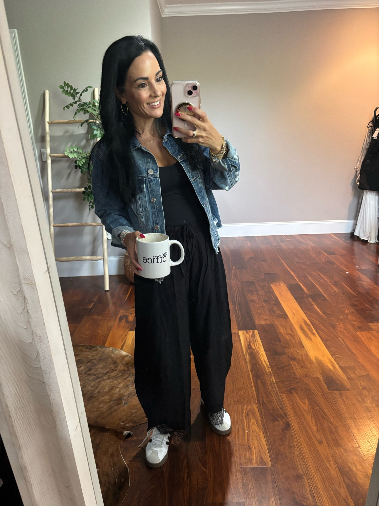 Comfy airport look
Lace hem pants 
Denim jacket 
Adidas 
Built in tank bra 

#LTKmomlife #LTKTravel #LTKActive