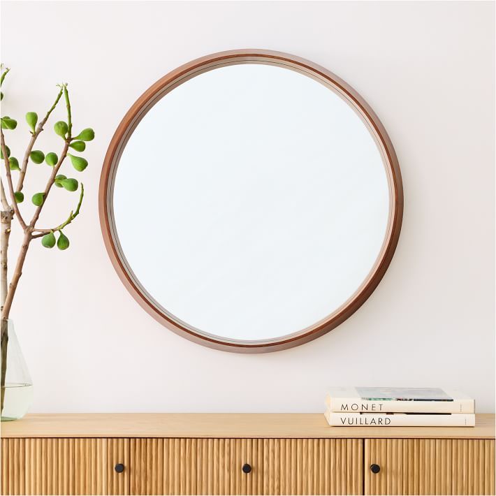 Eucalyptus Wood Frame Ledge Round Wall Mirror - 30" | West Elm (US)