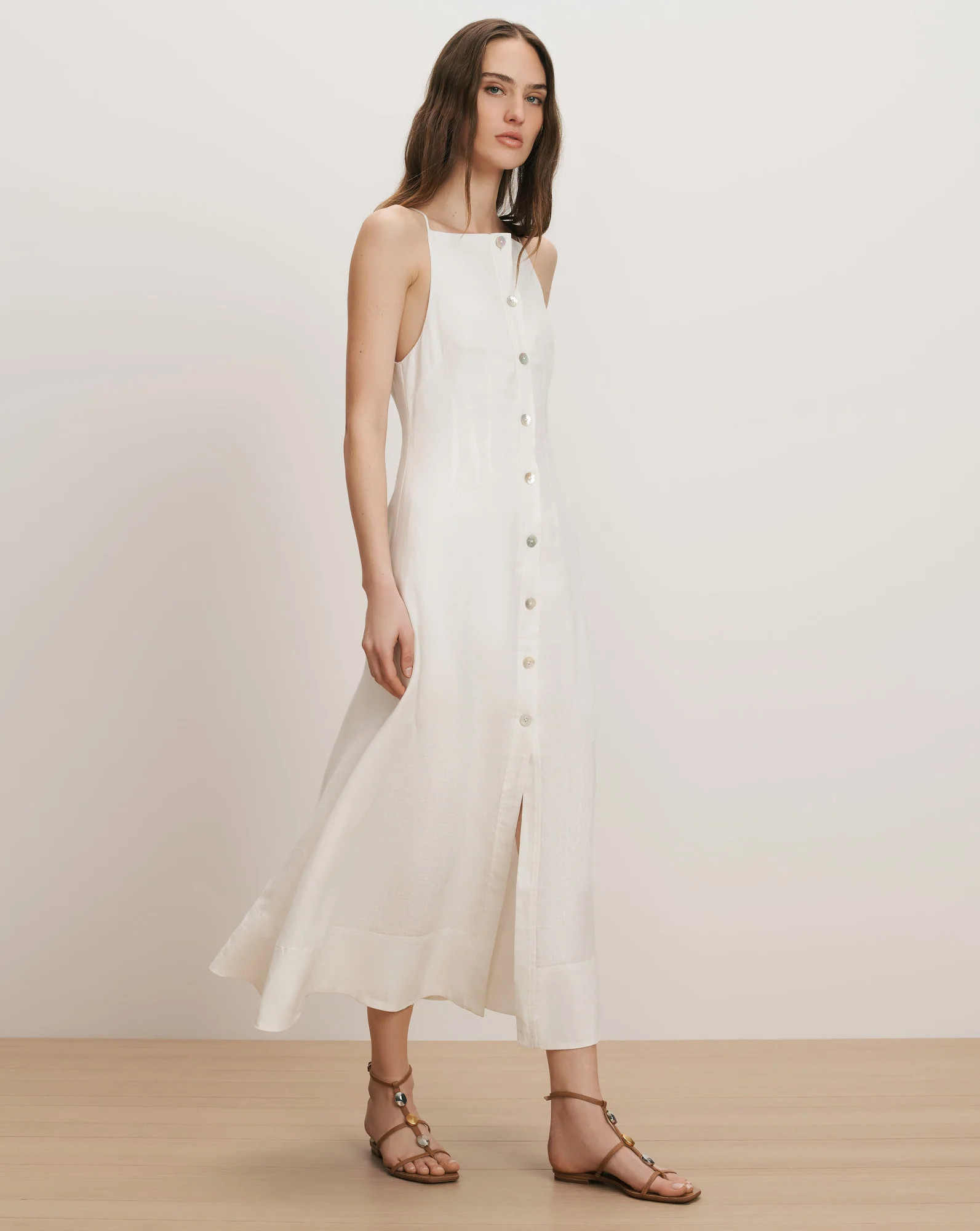 Georges Linen Midi Dress in White | Veronica Beard | Veronica Beard