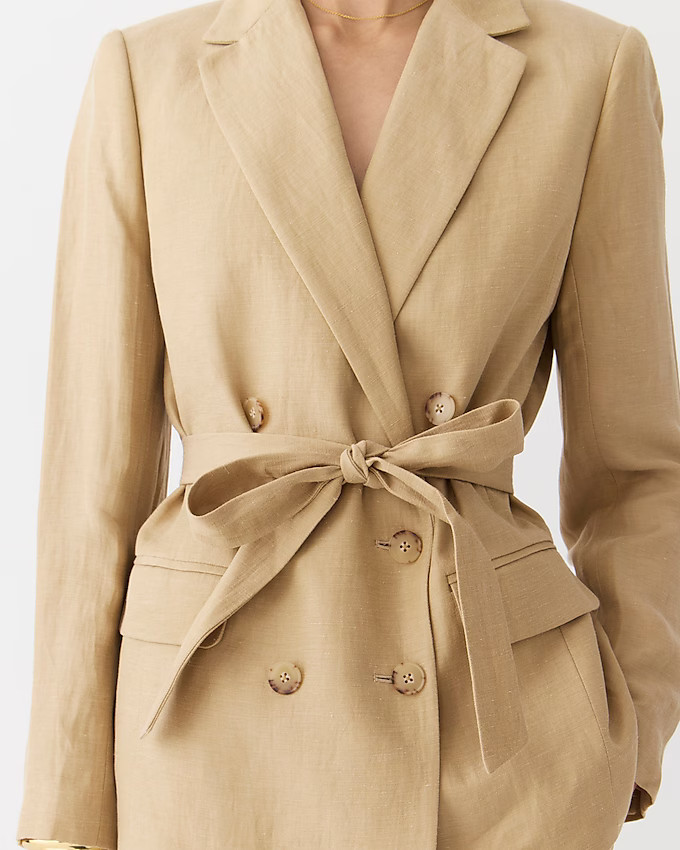 Double-breasted blazer-jacket in Chelsea linen-cupro blend | J. Crew US