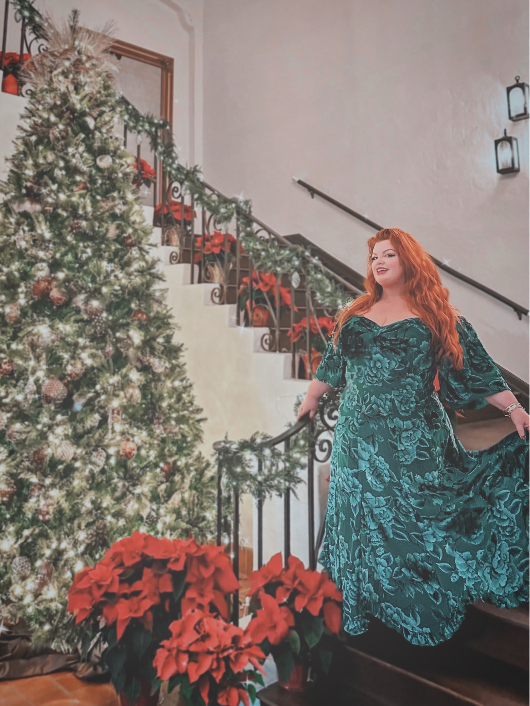 white christmas dresses Final Sale Plus Size Velvet Dress Gown with Fringe Rhinestone Shoulder main image 0