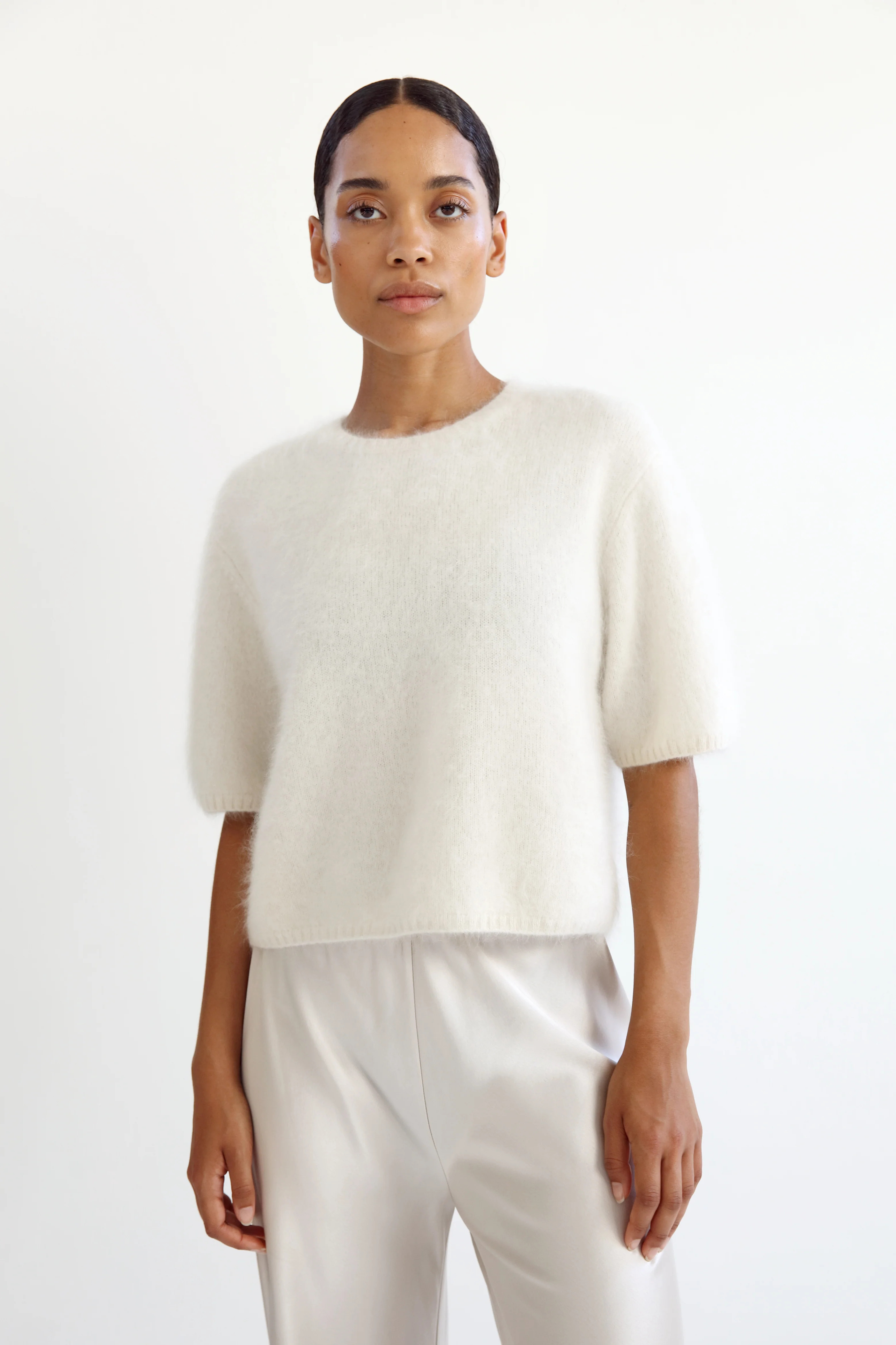 Fei Brushed T-shirt, cream | Almada Label