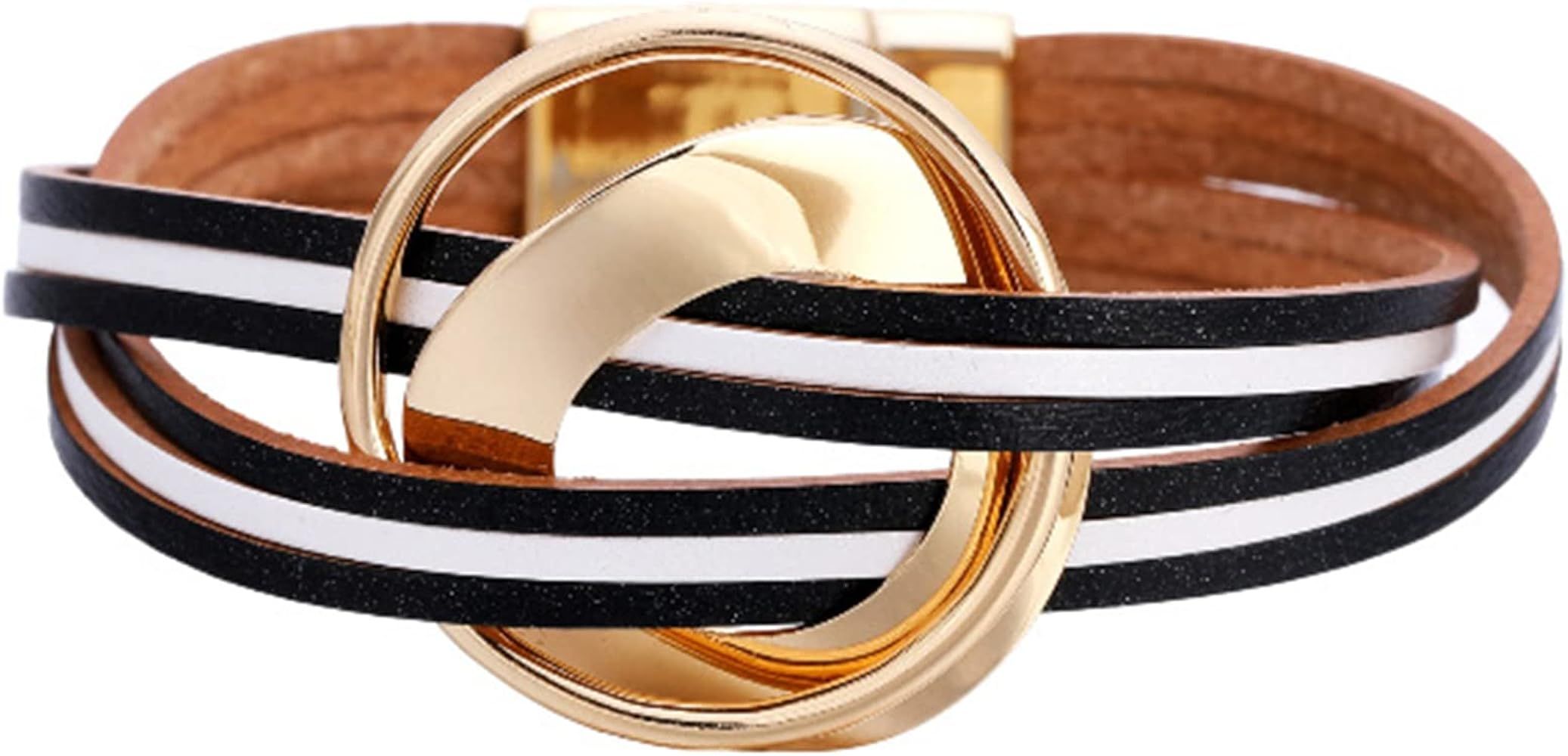 Long tiantian Leather Bracelets for Women Circle Charm Bangle Bracelets for Women Boho Jewelry fo... | Amazon (US)