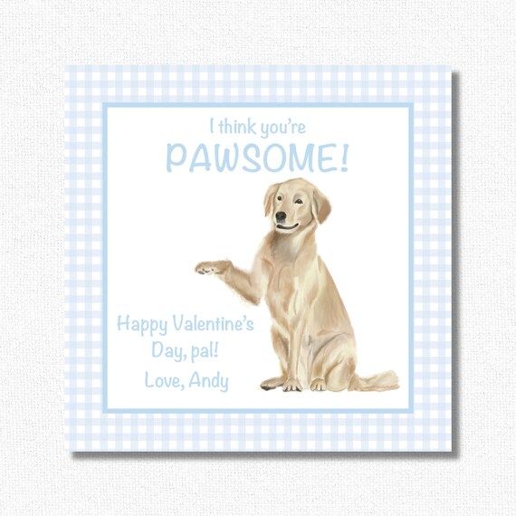 BLUE Dog Valentine Tags, PAWSOME Valentine, Valentines for Girls, Valentines for Boys, Preschool ... | Etsy (US)